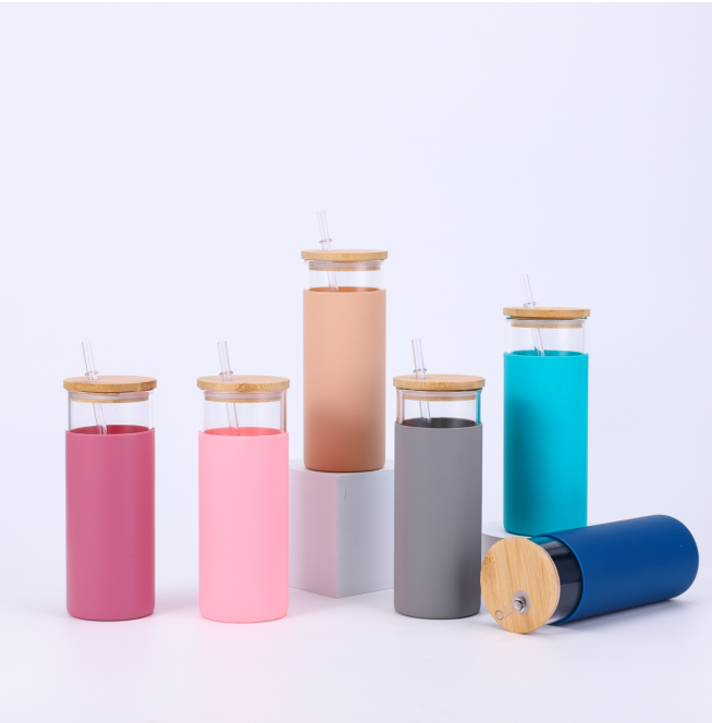 GT-019 Glass Tumbler with Straw and Silicone Sleeve